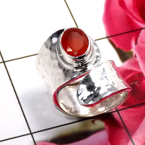 Carnelian C - SDR695-Charming Company Handmade Rings 925 Sterling Silver
