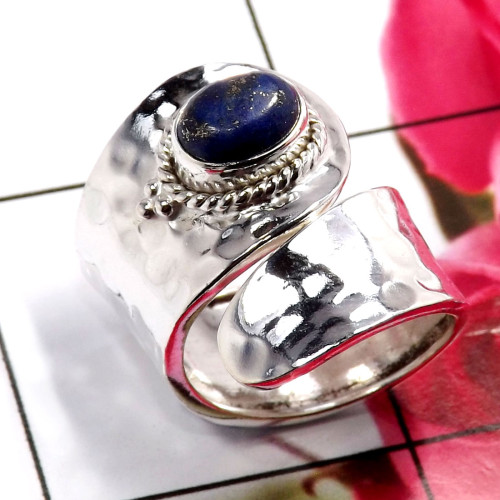 Lapis Lazuli B - SDR692-Unique 925 Sterling Silver Handmade Party Wear Rings Whol