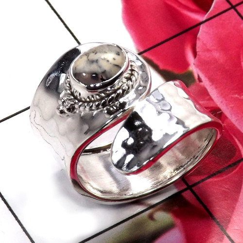Dendrite Agate C - SDR692-Unique 925 Sterling Silver Handmade Party Wear Rings Whol