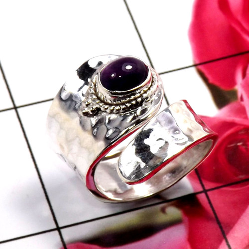 Amethyst Cab E - SDR692-Unique 925 Sterling Silver Handmade Party Wear Rings Whol