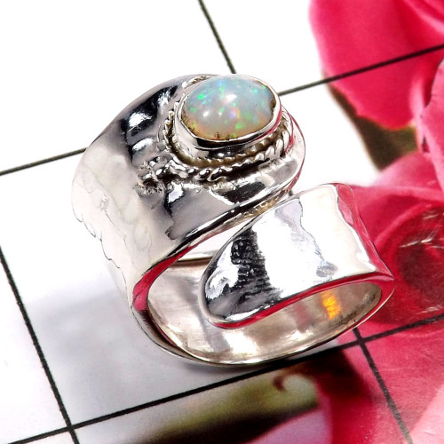 Ethiopian Opal H - SDR692-Unique 925 Sterling Silver Handmade Party Wear Rings Whol