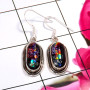 Dichroic Glass O - SDE763-925 Sterling Silver Lovely Dichroic Glass Earrings Factor