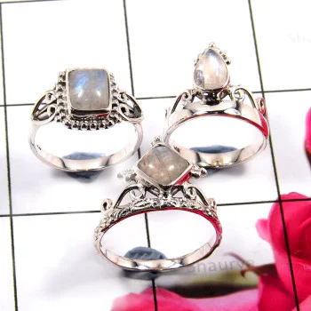 Rainbow Moonstone J - SVP824-Fabulous 3 Pcs Rainbow Moonstone Set Rings 925 Sterling S