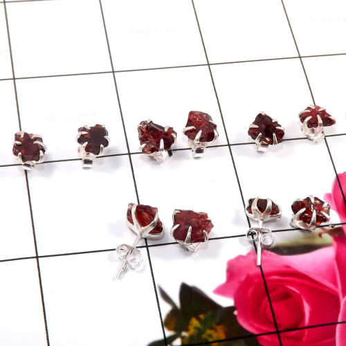 Garnet Rough B - SVP823-925 Sterling Silver 5 Pcs Set Wholesale Glamorous Stud Ea Garnet Rough B - SVP823-925 Sterling Silver 5 Pcs Set Wholesale Glamorous Stud Ea