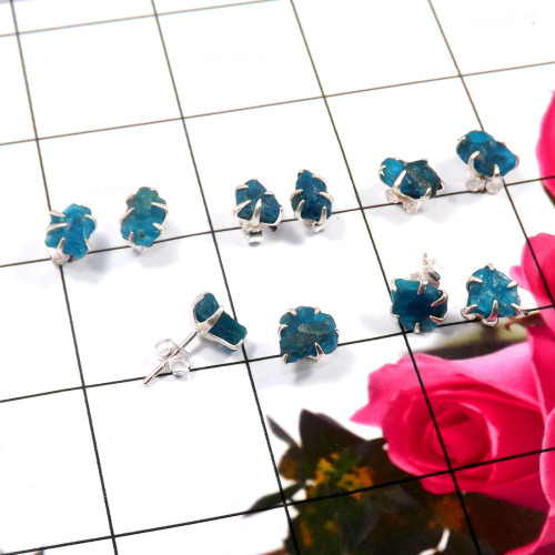 Apatite Rough O - SVP823-925 Sterling Silver 5 Pcs Set Wholesale Glamorous Stud Ea Apatite Rough O - SVP823-925 Sterling Silver 5 Pcs Set Wholesale Glamorous Stud Ea