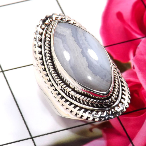 Blue Lace Agate I - SDR690-Wholesale Charming Handmade Designs Rings 925 Sterling Si Blue Lace Agate I - SDR690-Wholesale Charming Handmade Designs Rings 925 Sterling Si