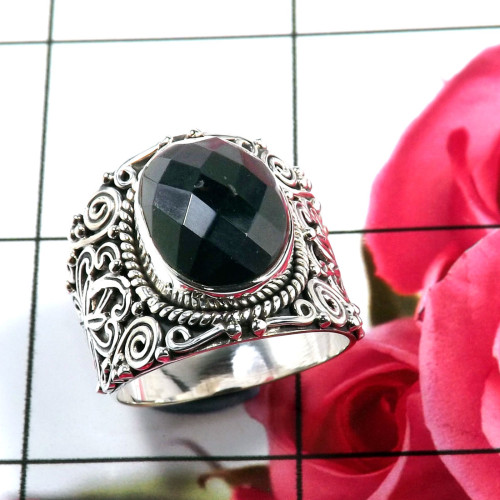 Black Onyx Cut G - SDR683-Indian Factory made Designer Rings With Multi Cut Gemston Black Onyx Cut G - SDR683-Indian Factory made Designer Rings With Multi Cut Gemston