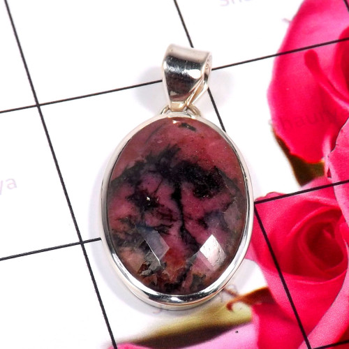 Rhodonite A - ISP721-Glorious Rhodonite Wholesale 925 Sterling Silver Handmade