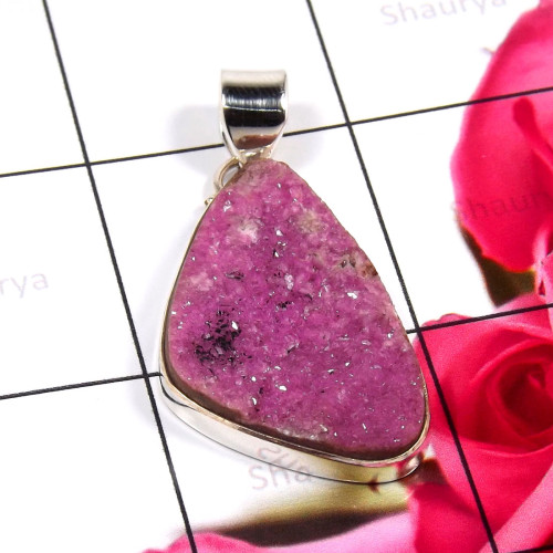 Cobalt Druzy B - ISP719-Charming Cobalt Druzy 925 Sterling Silver Pendants Compan
