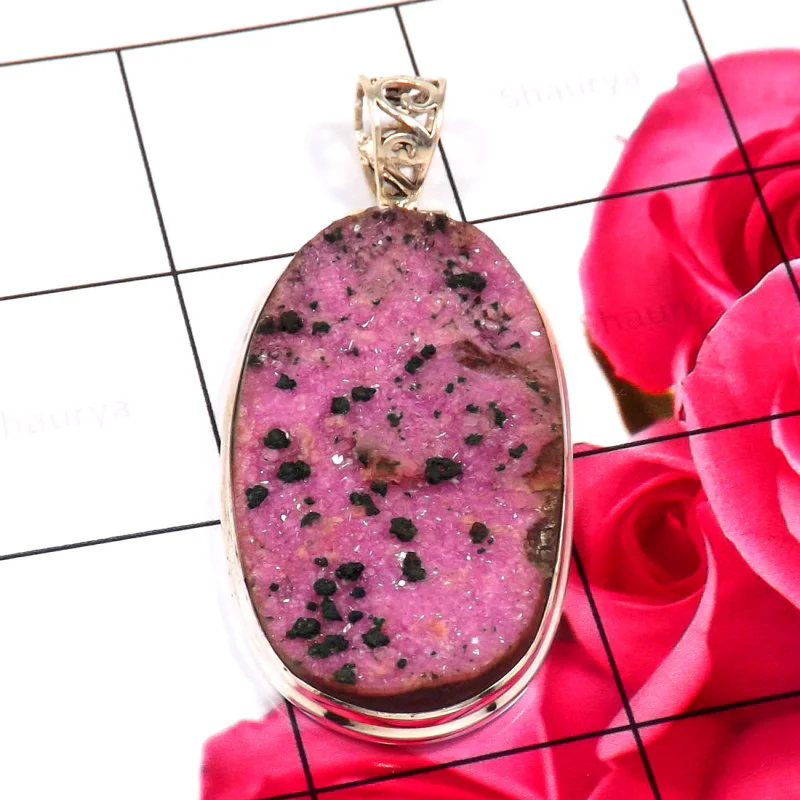 Cobalt Druzy C - ISP719-Charming Cobalt Druzy 925 Sterling Silver Pendants Compan Cobalt Druzy C - ISP719-Charming Cobalt Druzy 925 Sterling Silver Pendants Compan
