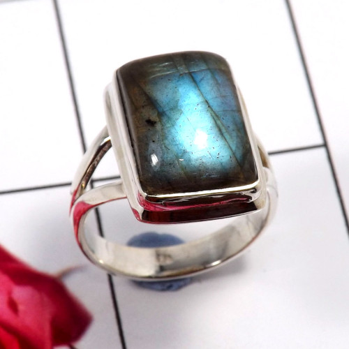 Labradorite Cab A - STK954-Gorgeous 925 Sterling Silver Handmade Designer Ring Compa