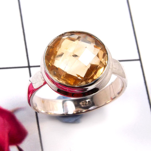 Citrine Cut C - STK954-Gorgeous 925 Sterling Silver Handmade Designer Ring Compa