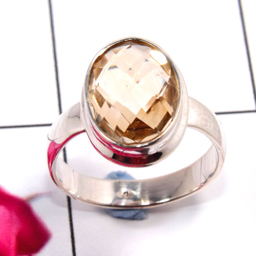 Citrine Cut D - STK954-Gorgeous 925 Sterling Silver Handmade Designer Ring Compa