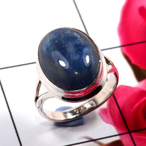 Blue Kynite E - STK953-Unique Natural Design 925 Sterling Silver Handmade Rings 