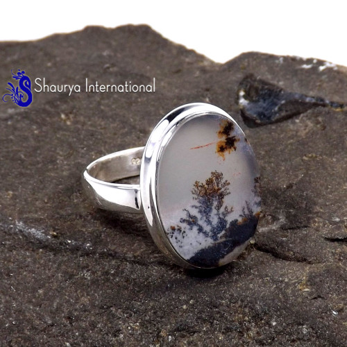 Senic Agate A - WFJ898-Charming Senic Agate Preety Look Design Ring 925 Sterling