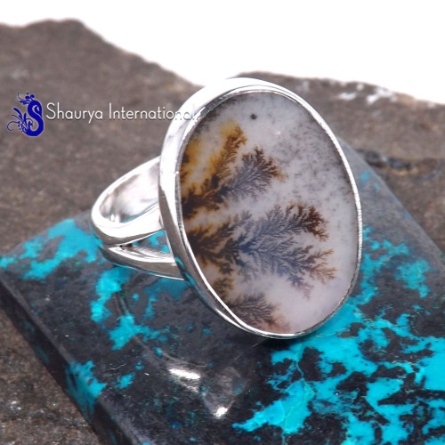 Senic Agate B - WFJ898-Charming Senic Agate Preety Look Design Ring 925 Sterling