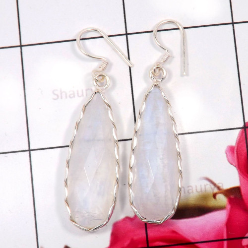 Rainbow Moonstone G - SDE762-Charming Trendy Look Design Earrings 925 Sterling Silver 