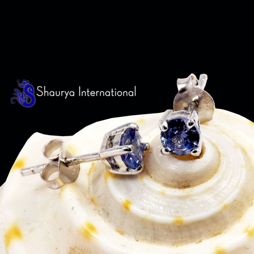 Tanzanite Cut O - SFJ996-4x4 Round Tanzanite Cut Gorgeous Company Made Stud Earrin Tanzanite Cut O - SFJ996-4x4 Round Tanzanite Cut Gorgeous Company Made Stud Earrin