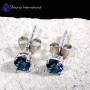 London Blue Topaz E - SFJ992-4x4 Round London Blue Topaz Lovely 925 Sterling Silver St