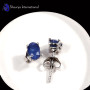 Blue Saphhire B - SFJ991-5x7 Oval Blue Saphhire Glorious Factory Made Stud Earring