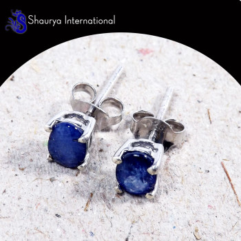Blue Saphhire O - SFJ991-5x7 Oval Blue Saphhire Glorious Factory Made Stud Earring Blue Saphhire O - SFJ991-5x7 Oval Blue Saphhire Glorious Factory Made Stud Earring