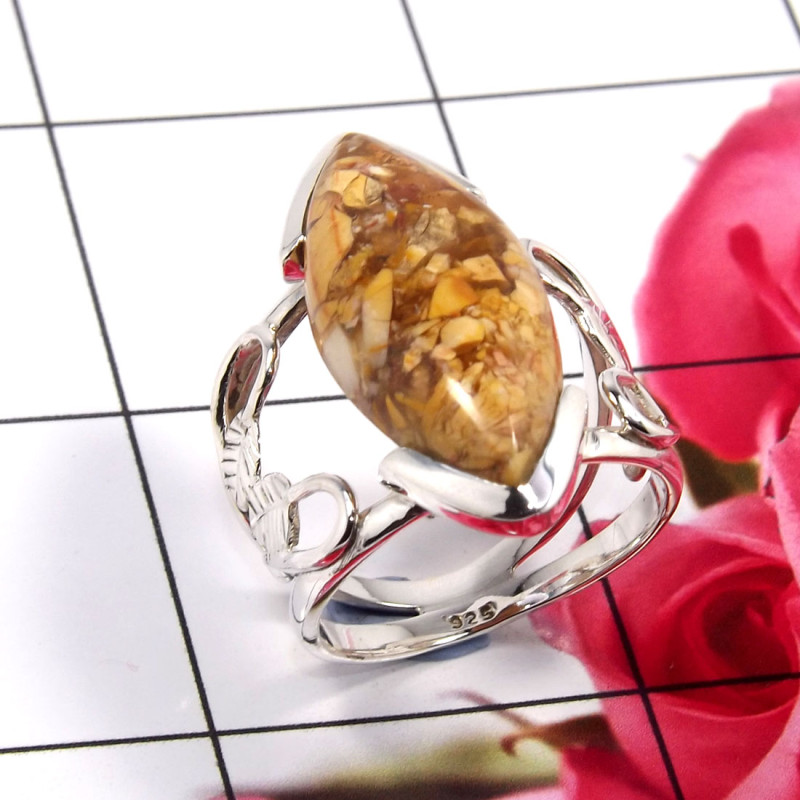 Brecciated Mookaite B - RSS892-925 Sterling Silver Dazzling Designer Handmade Rings Fact Brecciated Mookaite B - RSS892-925 Sterling Silver Dazzling Designer Handmade Rings Fact