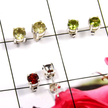 Peridot & Garnet E - SSE865-Lovely 925 Sterling Company Made Stud Earrings Wholesale