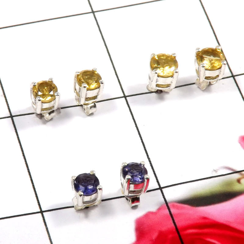 Citrine & Iolite O - SSE865-Lovely 925 Sterling Company Made Stud Earrings Wholesale Citrine & Iolite O - SSE865-Lovely 925 Sterling Company Made Stud Earrings Wholesale