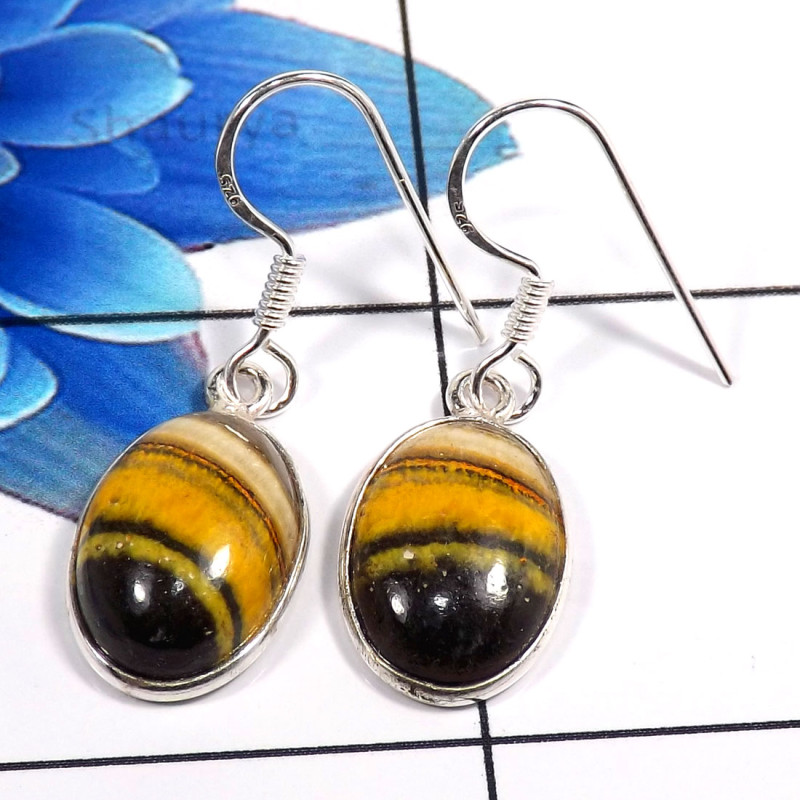Bumble Bee A - BZE769-Beautiful Party Look Design 925 Sterling Silver Bezel Ear Bumble Bee A - BZE769-Beautiful Party Look Design 925 Sterling Silver Bezel Ear