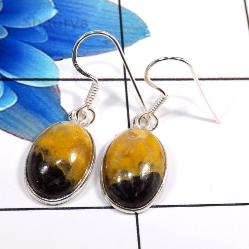 Bumble Bee C - BZE769-Beautiful Party Look Design 925 Sterling Silver Bezel Ear