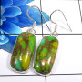 Green Copper Turquoise D - BZE767-925 Sterling Silver Stunning Factory Wholesale Bezel Earr