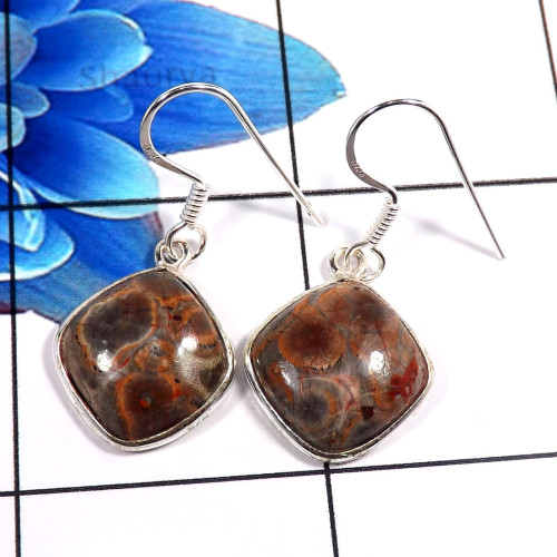 Ocean Jasper F - BZE767-925 Sterling Silver Stunning Factory Wholesale Bezel Earr