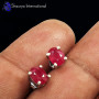 Pink Ruby A - SFJ979-4x6 Oval Stunning Pink Ruby Trendy Look Stud Earrings 925