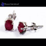 Pink Ruby B - SFJ979-4x6 Oval Stunning Pink Ruby Trendy Look Stud Earrings 925