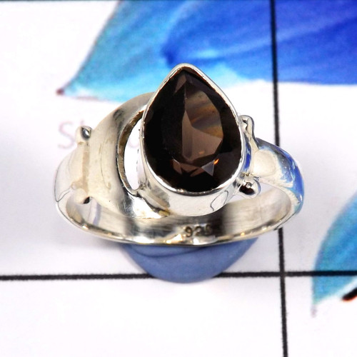 Smokey Cut B - RSS889-Lovely Part Wear Designer Rings 925 Sterling Silver Whole