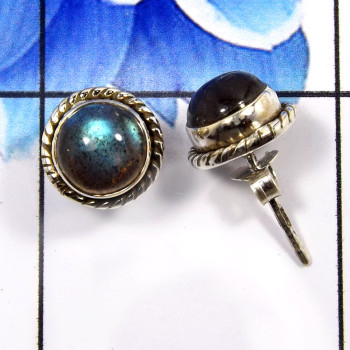 Labradorite Cab E - SSE858-Beautiful Handmade Colorful Stud Earrings 925 Sterling Si