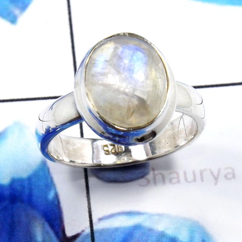 Rainbow Moonstone B - PSR775-Sparkling Blue Fire Rainbow Moonstone Rings 925 Sterling Rainbow Moonstone B - PSR775-Sparkling Blue Fire Rainbow Moonstone Rings 925 Sterling