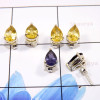 Citrine & Amethyst O - SSE857-925 Sterling Silver Beautiful 3 Pair Set Wholesale Stud E