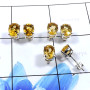 Citrine Cut A - SSE856-Glamorous 3 Pair Set Studs Earrings 925 Sterling Silver W
