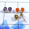 Amethyst,Carnelian & Citrine D - SSE856-Glamorous 3 Pair Set Studs Earrings 925 Sterling Silver W