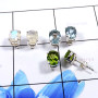 Peridot,Rainbow Moonstone & Blue Topaz E - SSE856-Glamorous 3 Pair Set Studs Earrings 925 Sterling Silver W