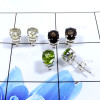 Smokey Cut & Peridot F - SSE856-Glamorous 3 Pair Set Studs Earrings 925 Sterling Silver W