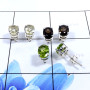 Smokey Cut & Peridot F - SSE856-Glamorous 3 Pair Set Studs Earrings 925 Sterling Silver W