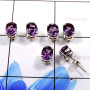 Amethyst Cut O - SSE856-Glamorous 3 Pair Set Studs Earrings 925 Sterling Silver W