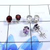 Garnet Cut,Amethyst Cut & Crystal Cut A - SSE855-Stunning 3 Pair Set Company Made Stud Earrings 925 Sterli