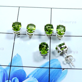 Peridot C - SSE855-Stunning 3 Pair Set Company Made Stud Earrings 925 Sterli