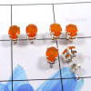 Carnelian Cut O - SSE855-Stunning 3 Pair Set Company Made Stud Earrings 925 Sterli
