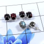 Garnet Cab & Labradorite B - SSE854-Glorious Prong Setting 3 Pair Set Earrings 925 Sterling S