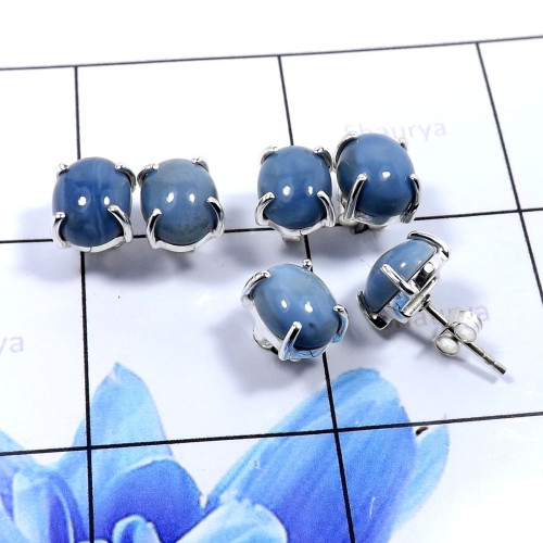 Blue Opal C - SSE854-Glorious Prong Setting 3 Pair Set Earrings 925 Sterling S Blue Opal C - SSE854-Glorious Prong Setting 3 Pair Set Earrings 925 Sterling S