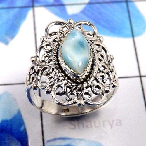 Larimar Cab A - SDR674-Stylish Party Wear Look Designer Handmade Rings 925 Sterl